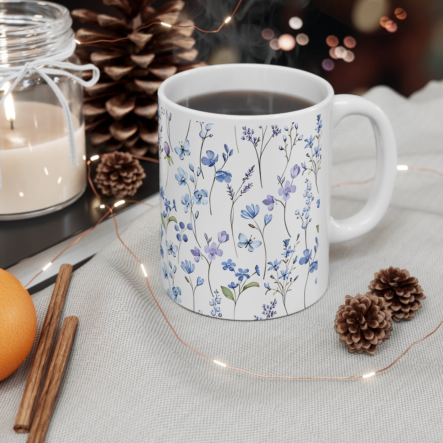 Flowers and Butterflies Ceramic Mug, 11oz