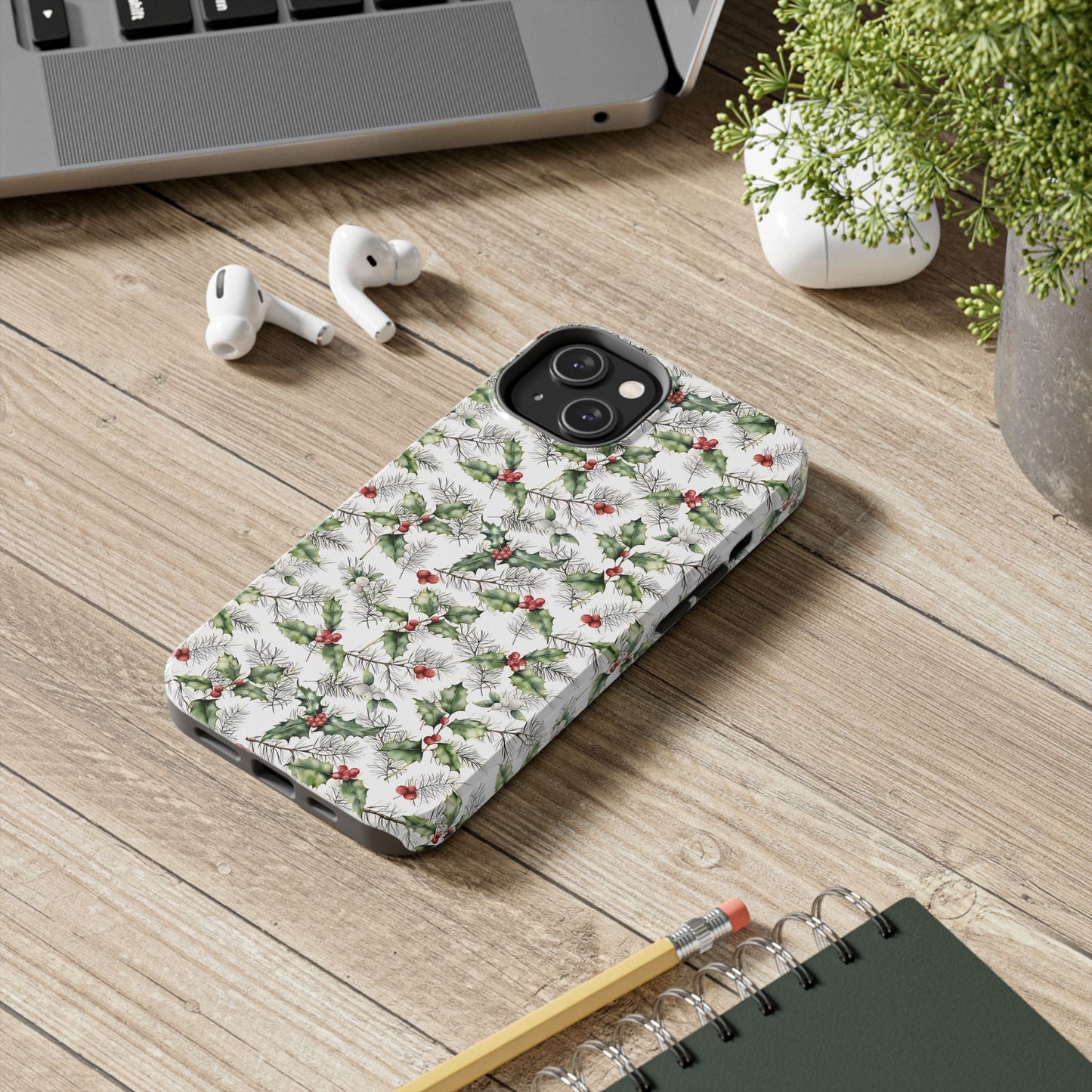 Christmas Mistletoe and Holly Phone Case