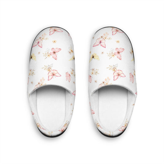 Pink & Yellow Butterfly Women's Indoor Slippers