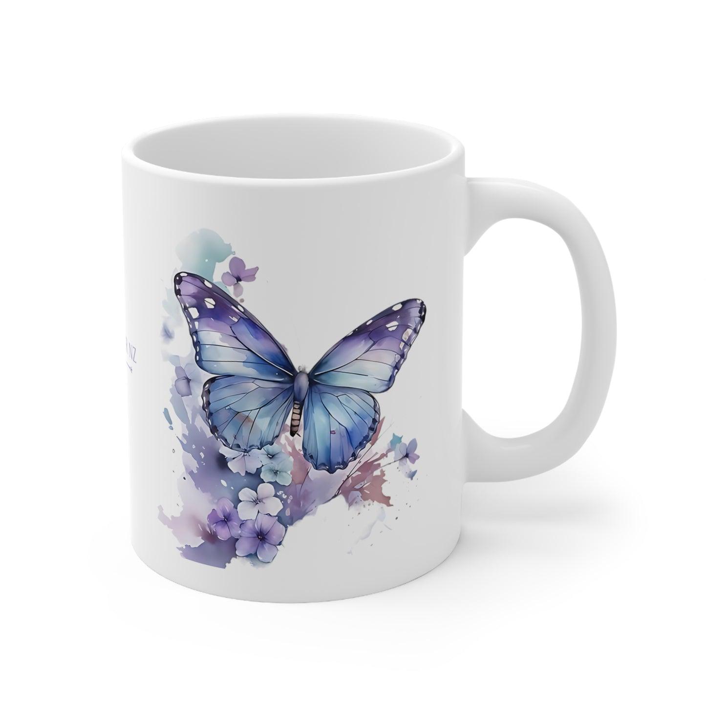 Purple Butterfly Ceramic Mug, 11oz