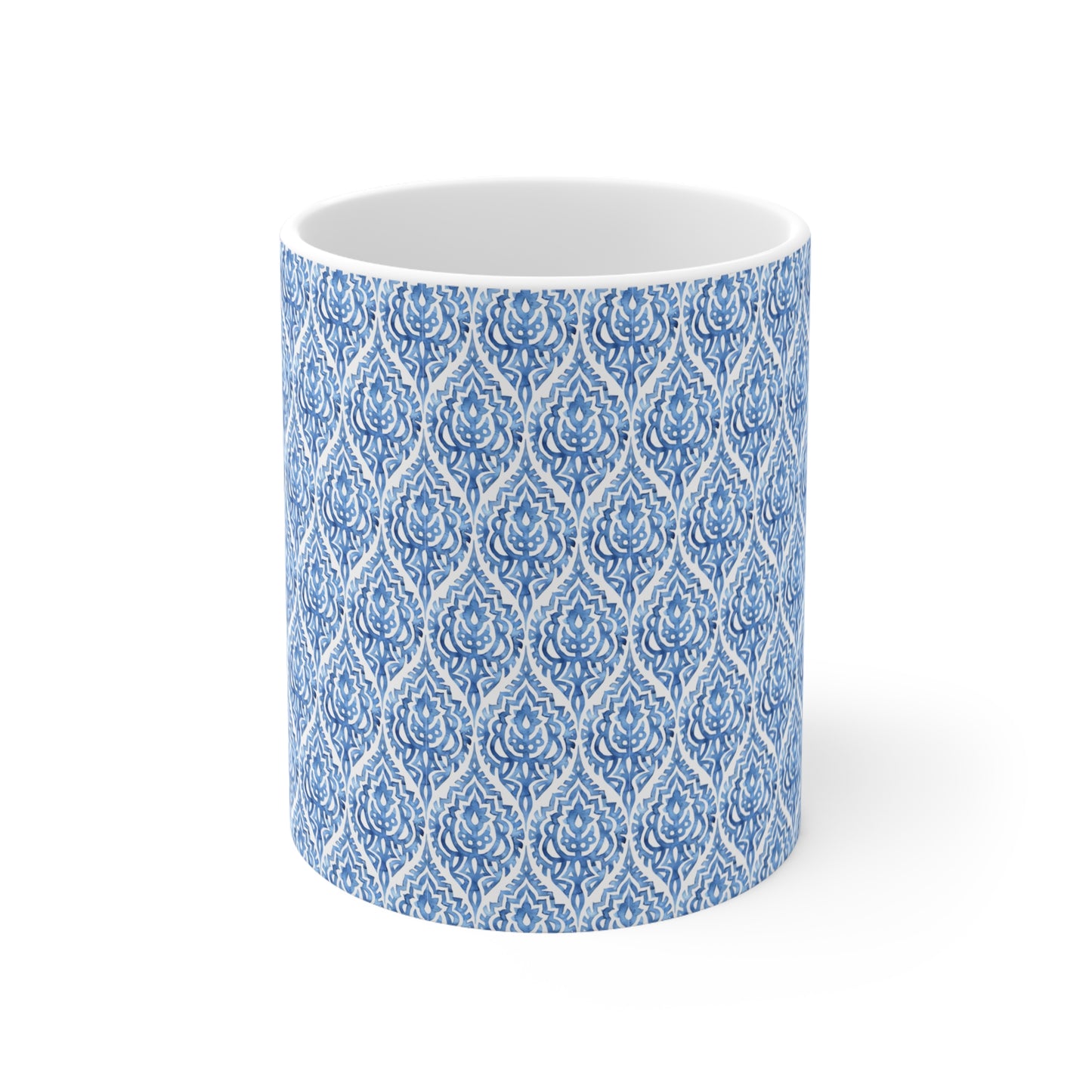 Blue Pattern Print Ceramic Mug, 11oz