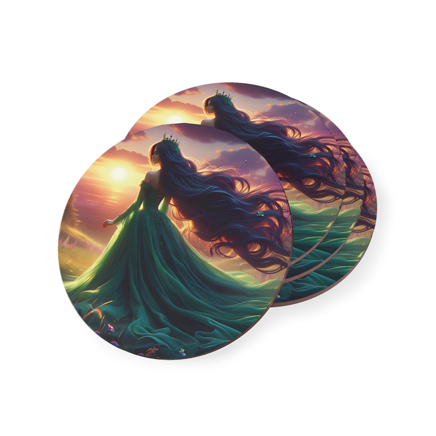 Once Upon A Fantasy - Emerald Sunset Coasters