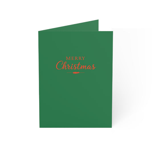 Festive Christmas Greeting Cards (Green)  - Set of 1, 10, 30, or 50