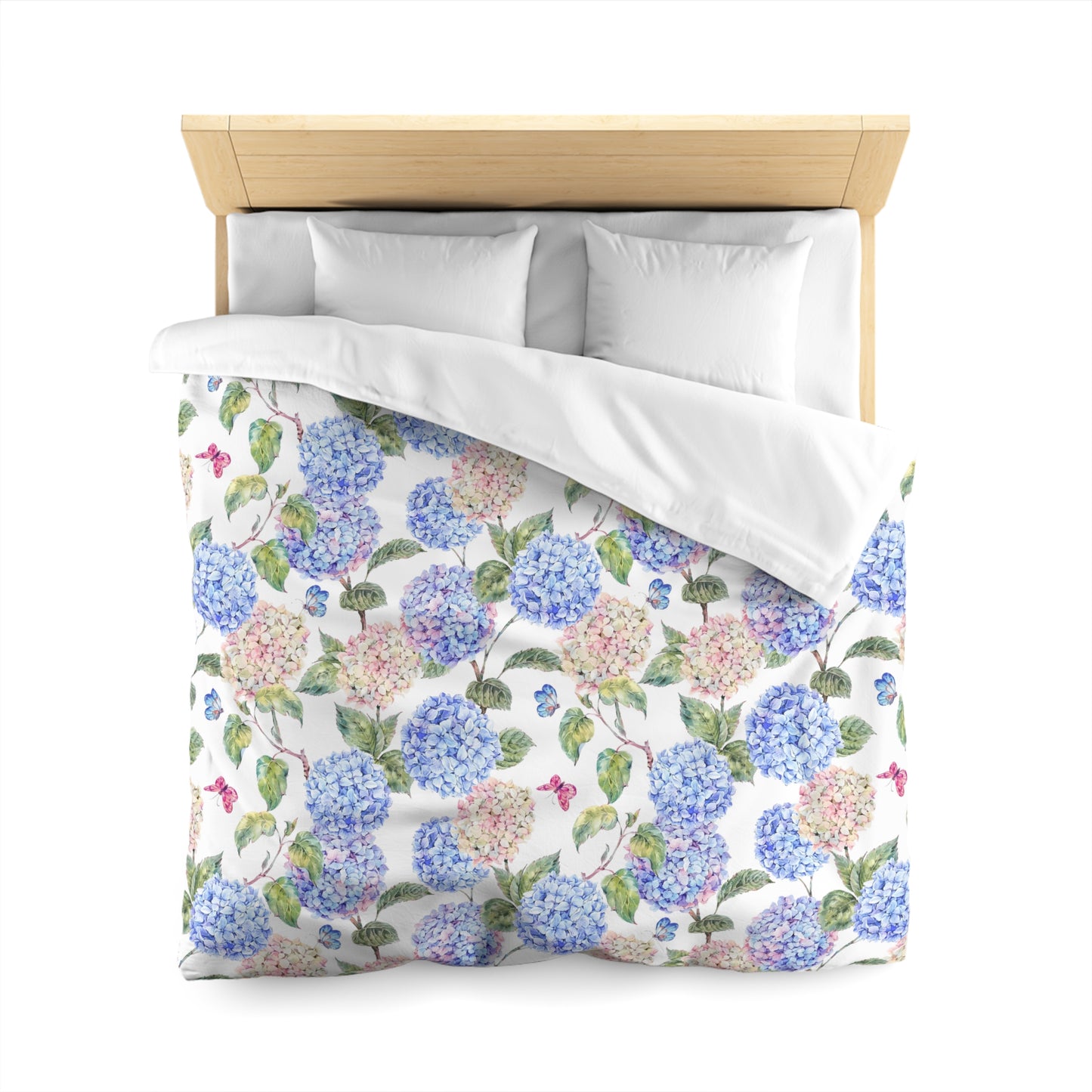 Pink & Blue Hydrangea Duvet Cover