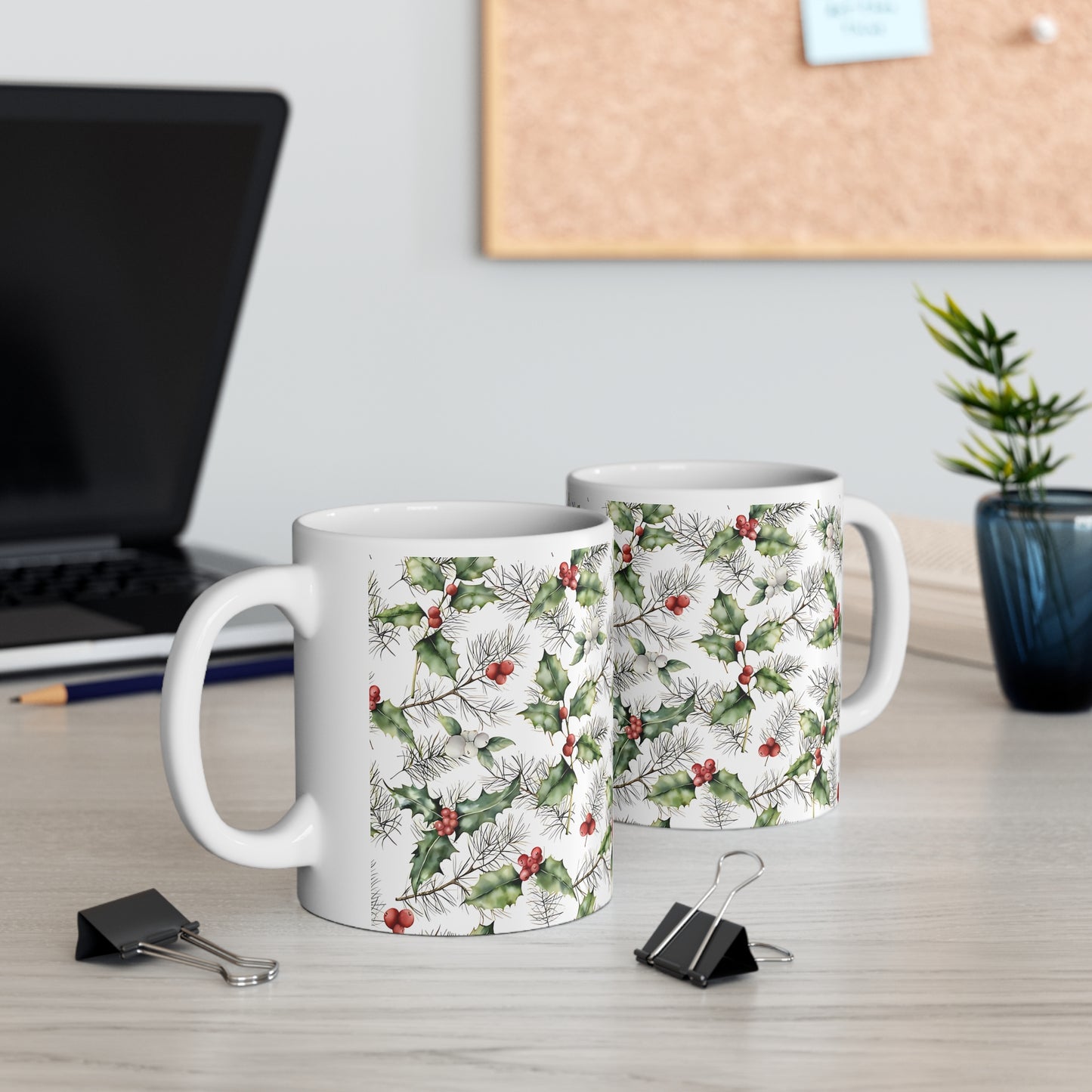 Christmas Holly Ceramic Mug, 11oz