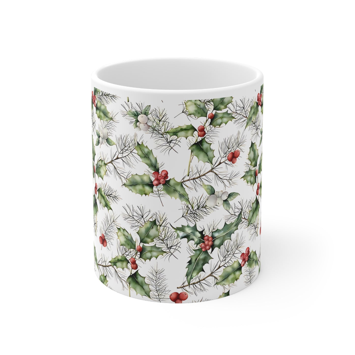 Christmas Holly Ceramic Mug, 11oz