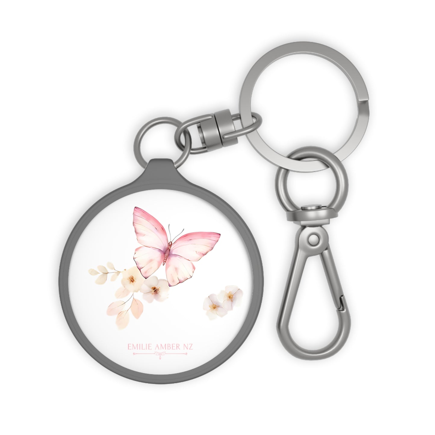 Pink Butterfly Keyring Tag