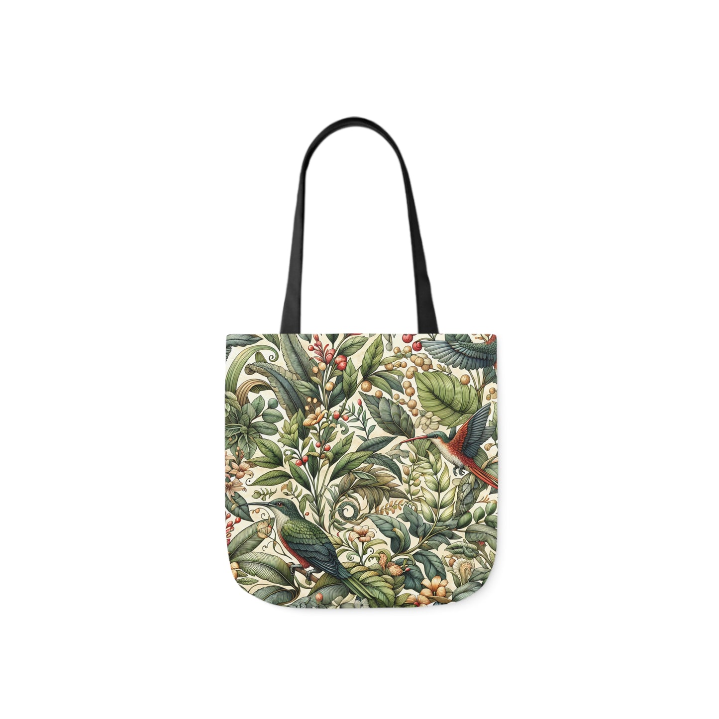 Lively Greenery Canvas Tote Bag - White