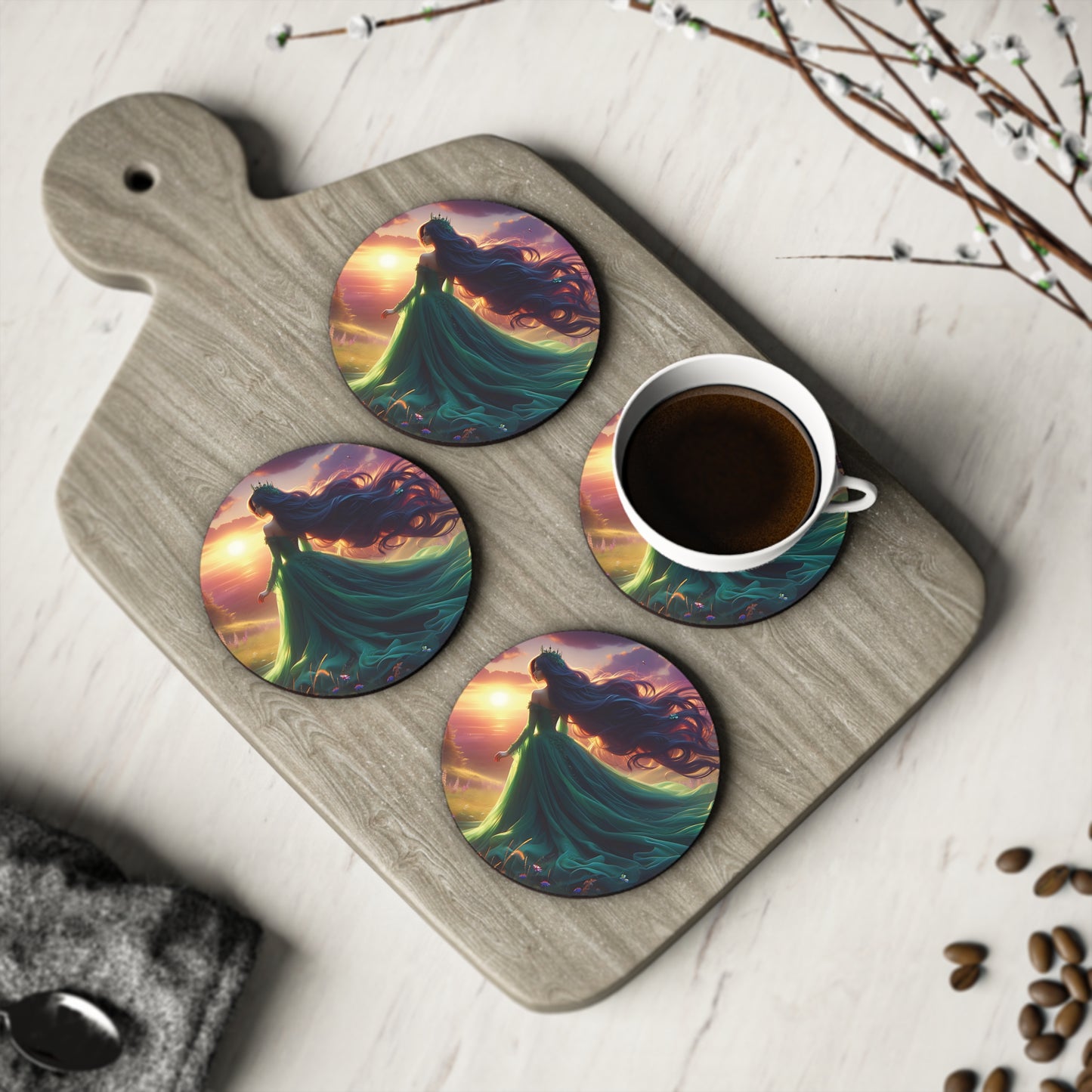 Once Upon A Fantasy - Emerald Sunset Coasters