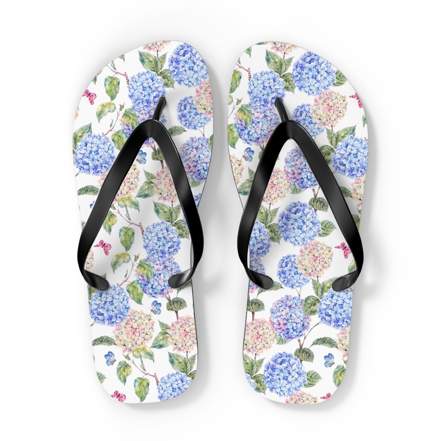 Pink & Blue Hydrangea Flip Flops / Jandals