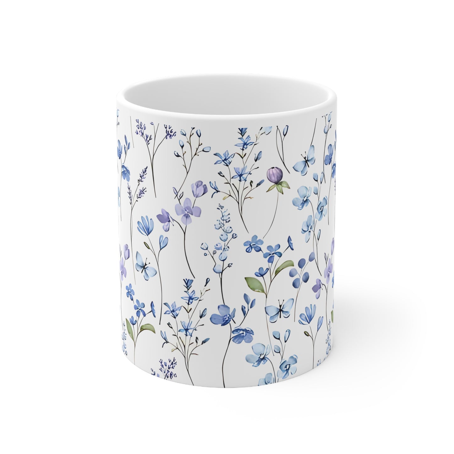 Flowers and Butterflies Ceramic Mug, 11oz