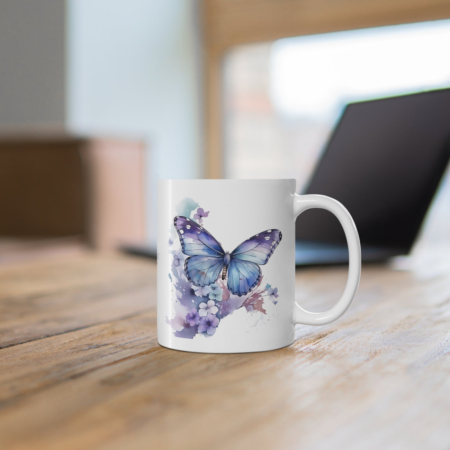 Purple Butterfly Ceramic Mug, 11oz