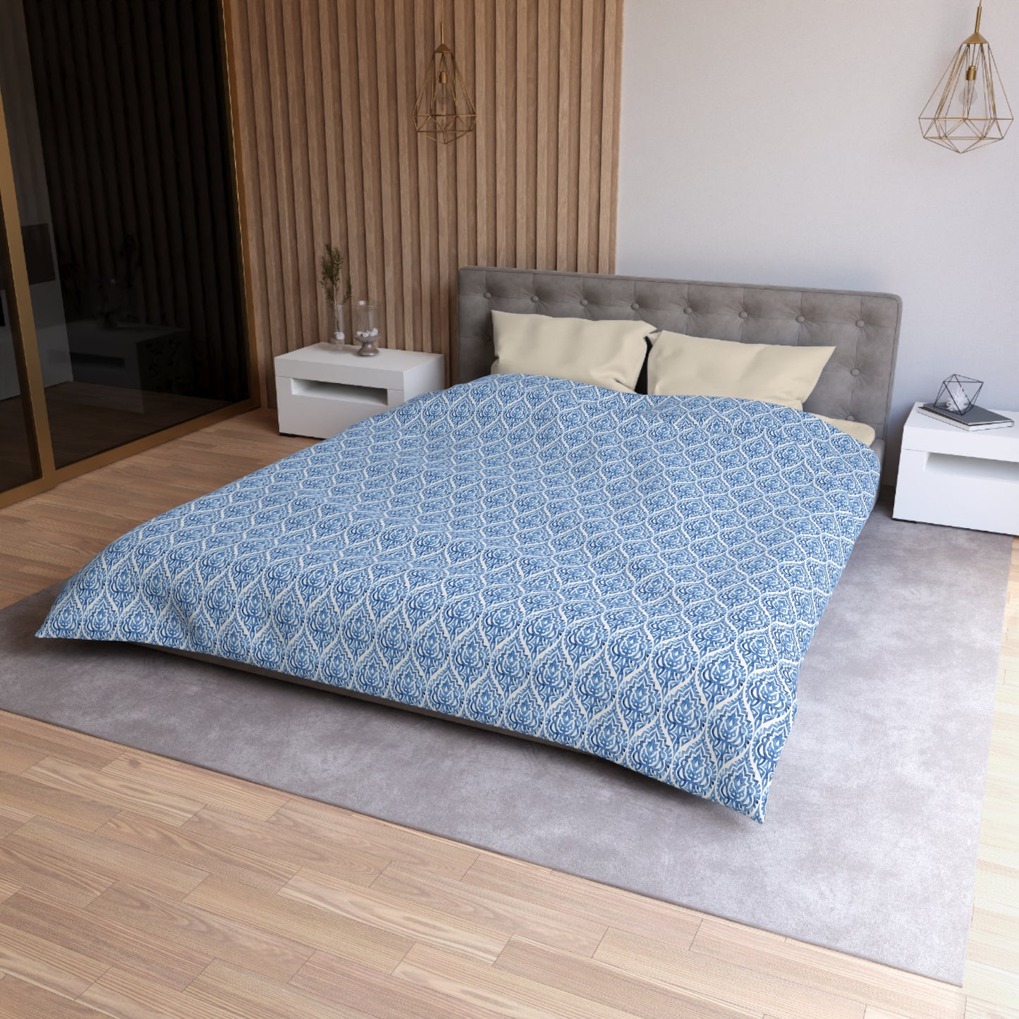 Blue Pattern Print Duvet Cover