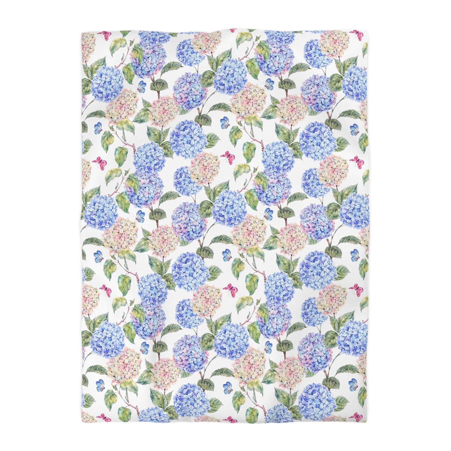 Pink & Blue Hydrangea Duvet Cover