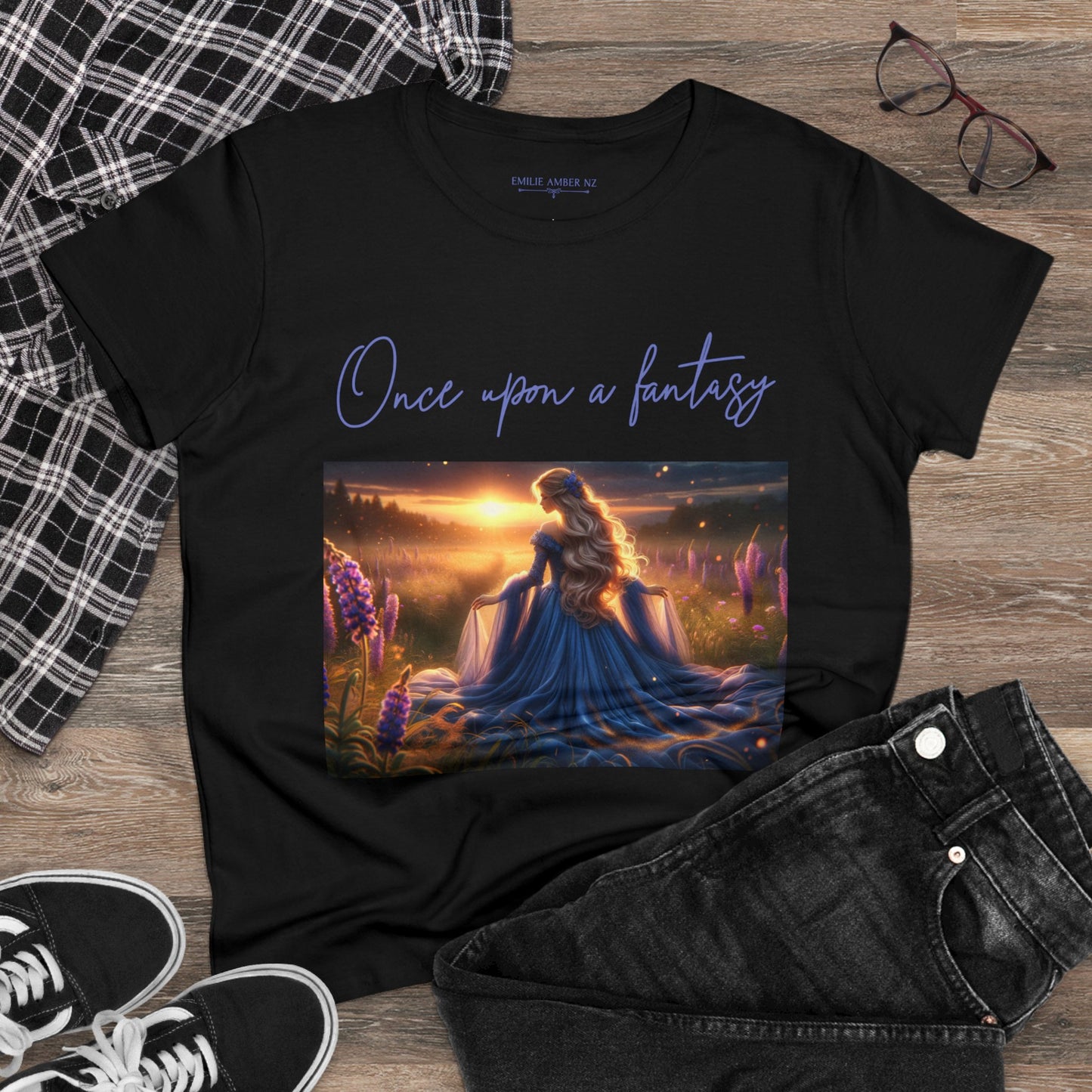 Once Upon A Fantasy - Blue Beauty Woman's Cotton T-Shirt