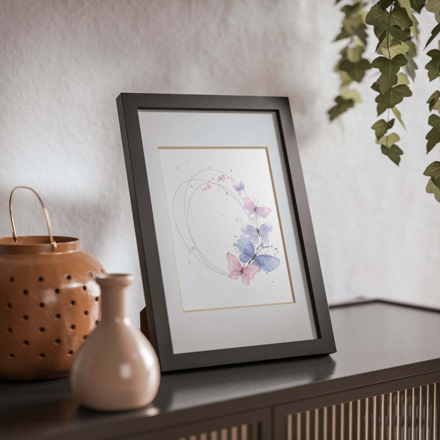 Pink & Purple Butterfly Print with Frame
