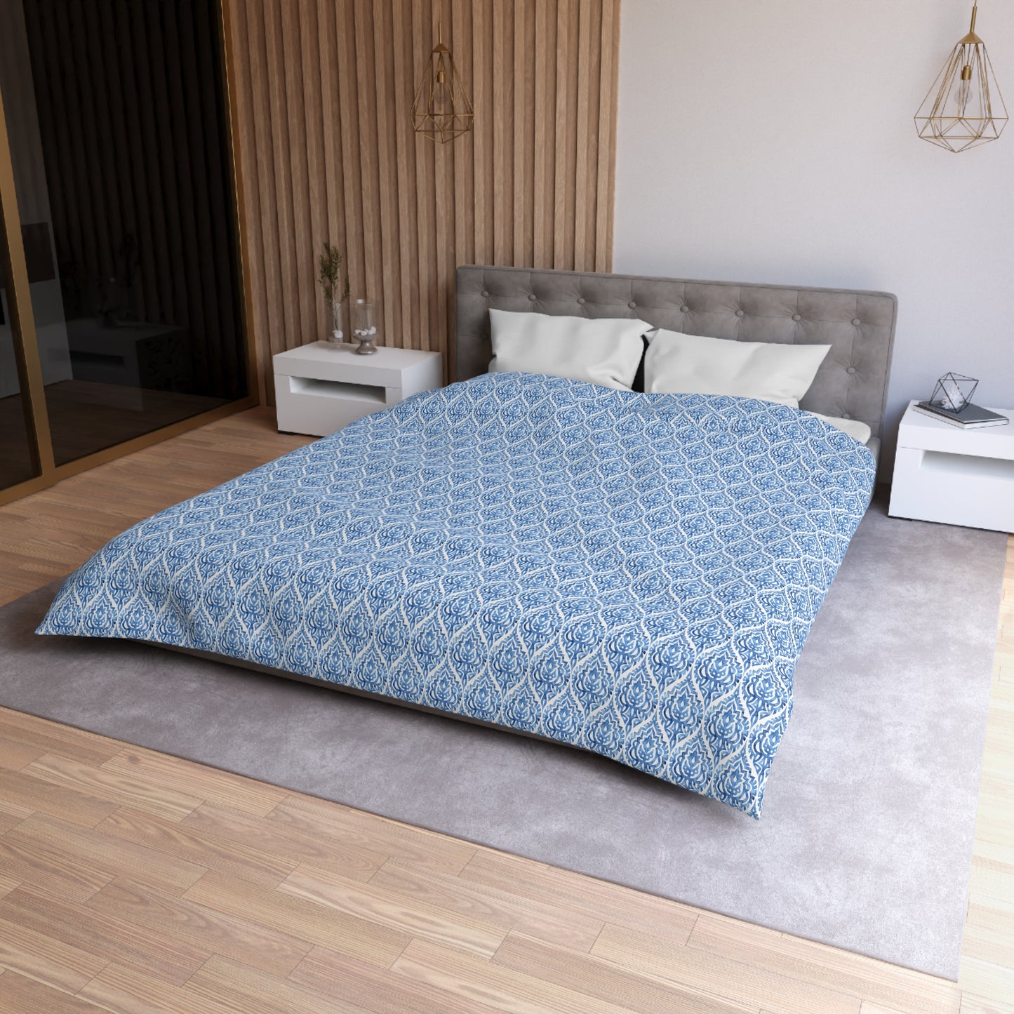 Blue Pattern Print Duvet Cover