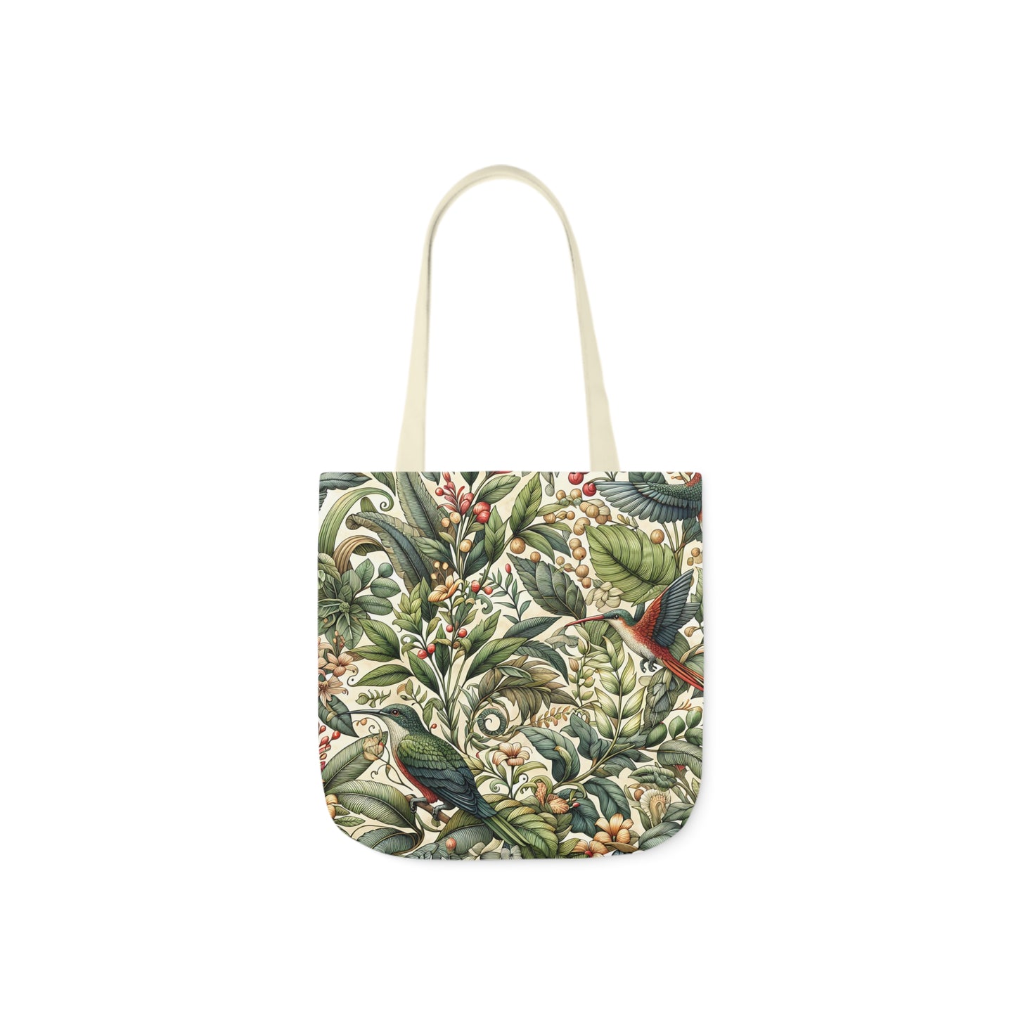 Lively Greenery Canvas Tote Bag - White