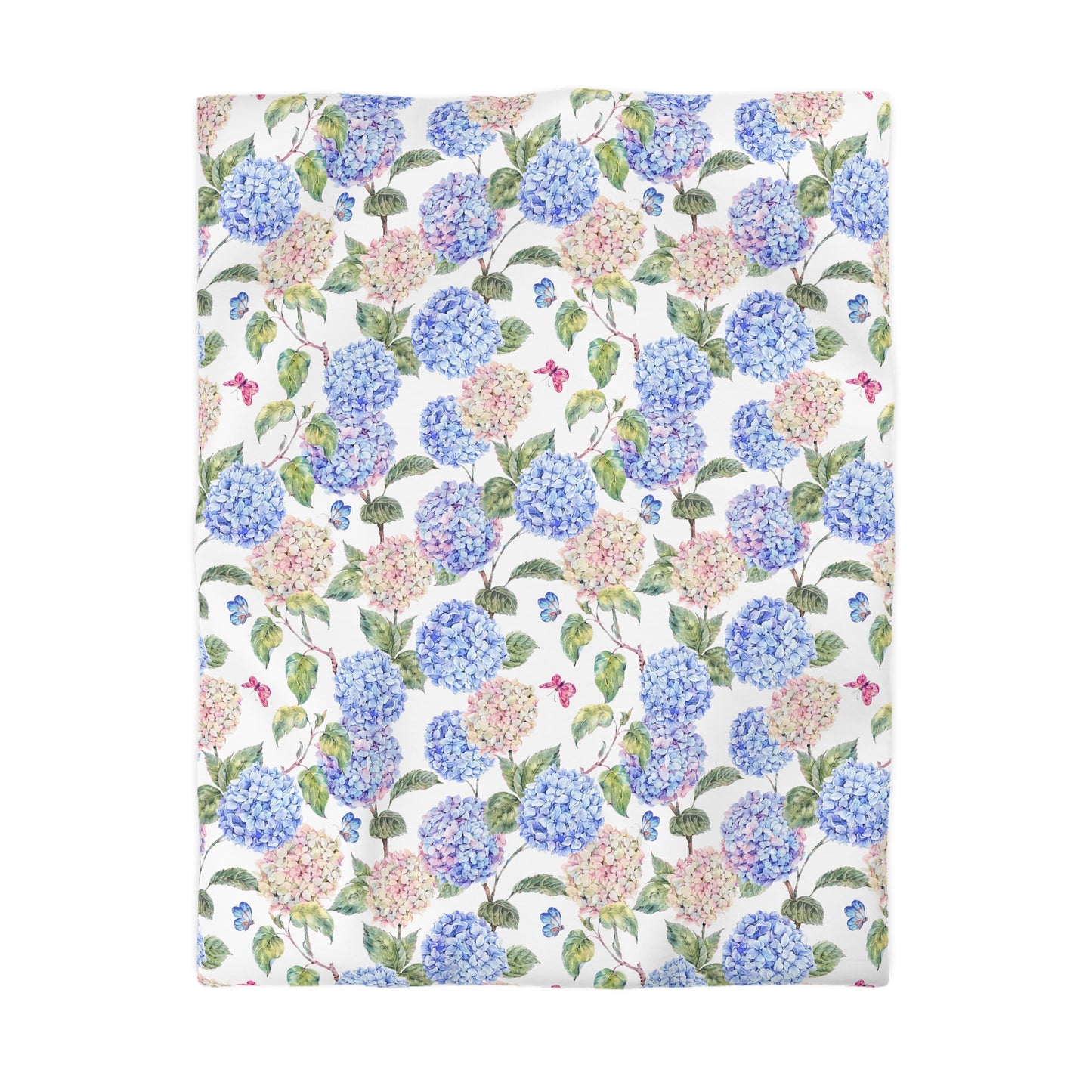 Pink & Blue Hydrangea Duvet Cover