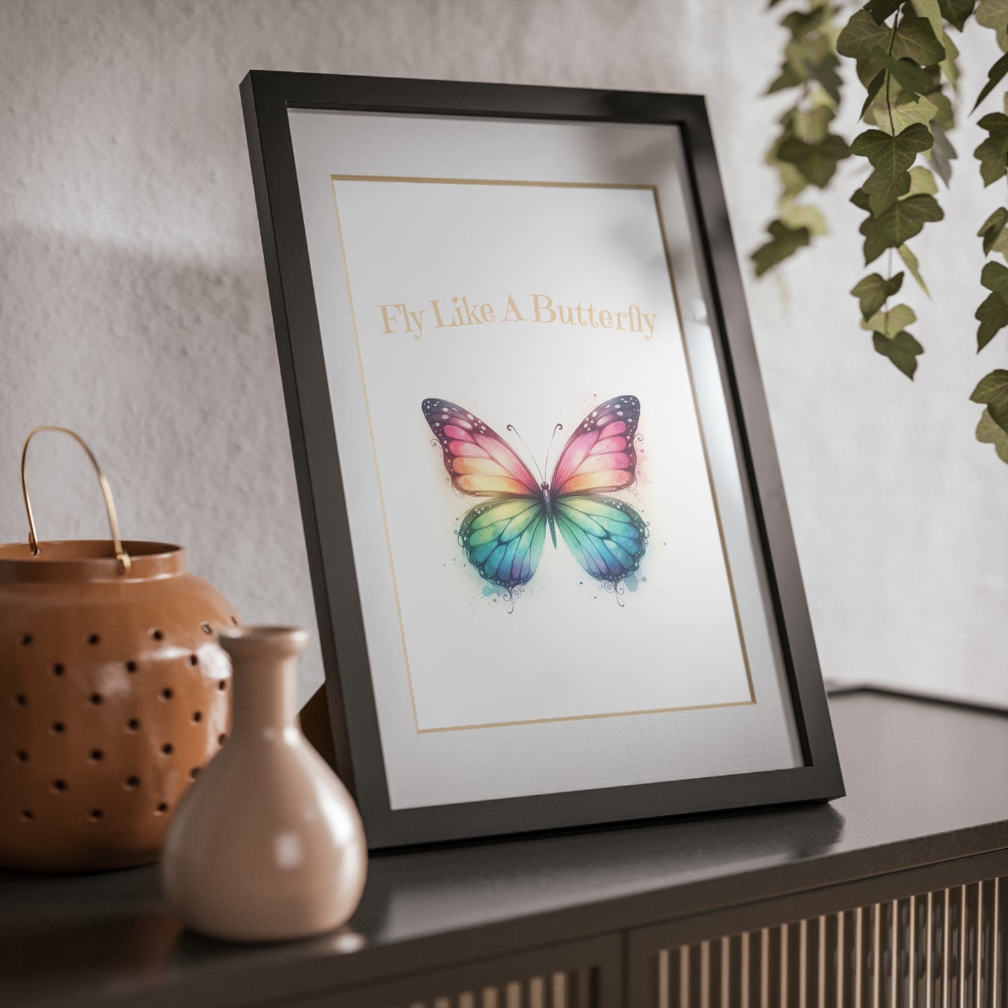 Fly Like A Butterfly - Peach Print with Frame