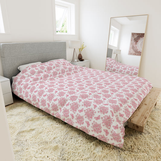 Pink & White Butterfly Duvet Cover