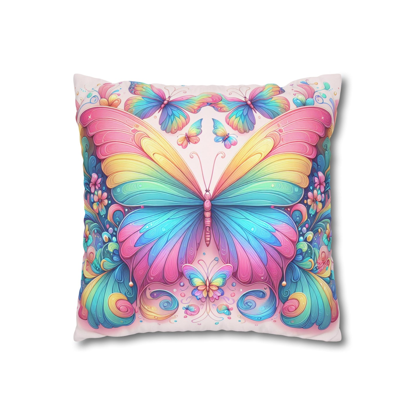 Psychedelic Rainbow Butterfly Cushion Cover