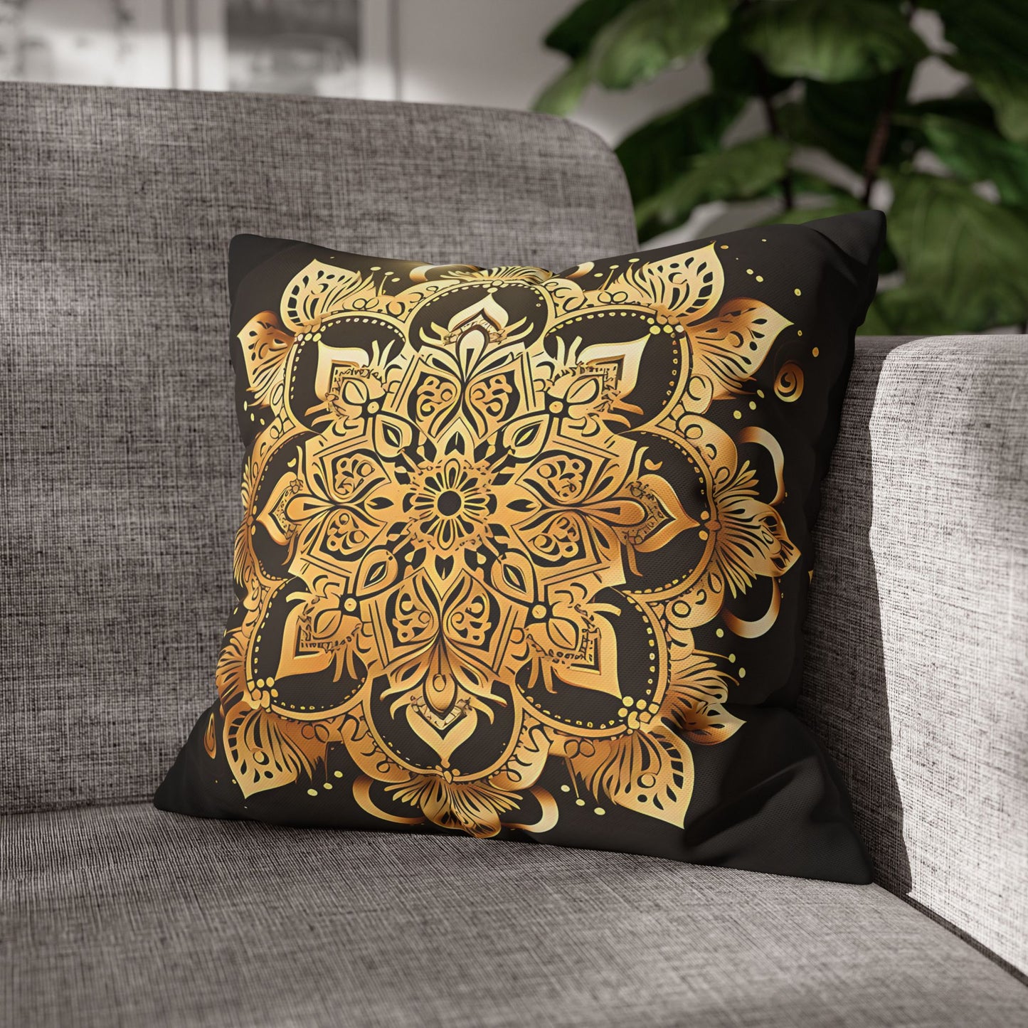 Golden Mandala Cushion Cover